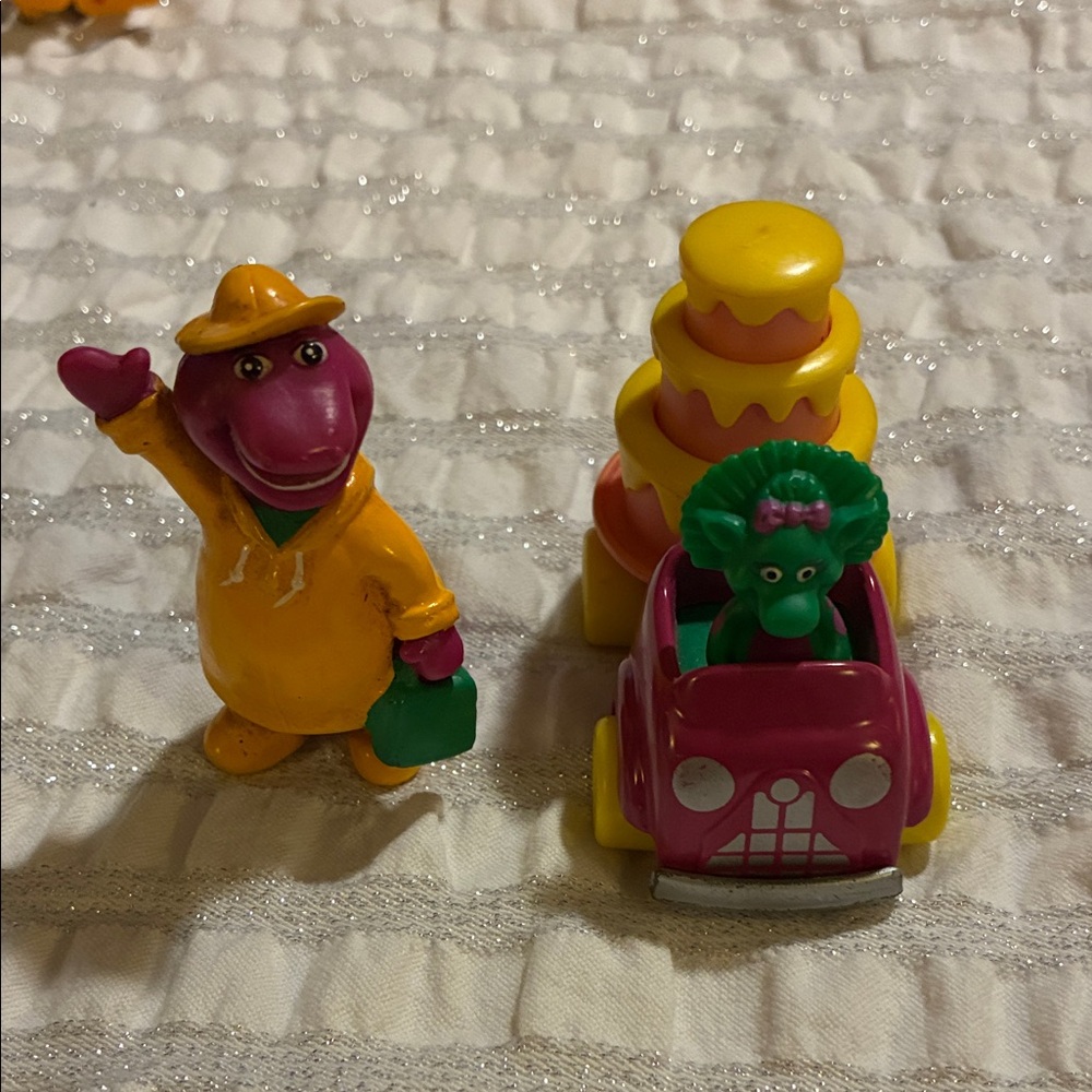 Colorful Vintage Barney Dinosaur Toy Set